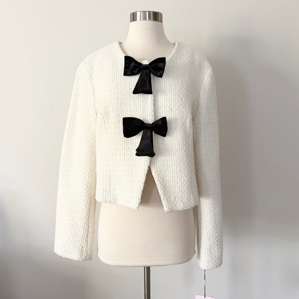 Avec Les Filles NWT Bow Tweed Lady Jacket Large L